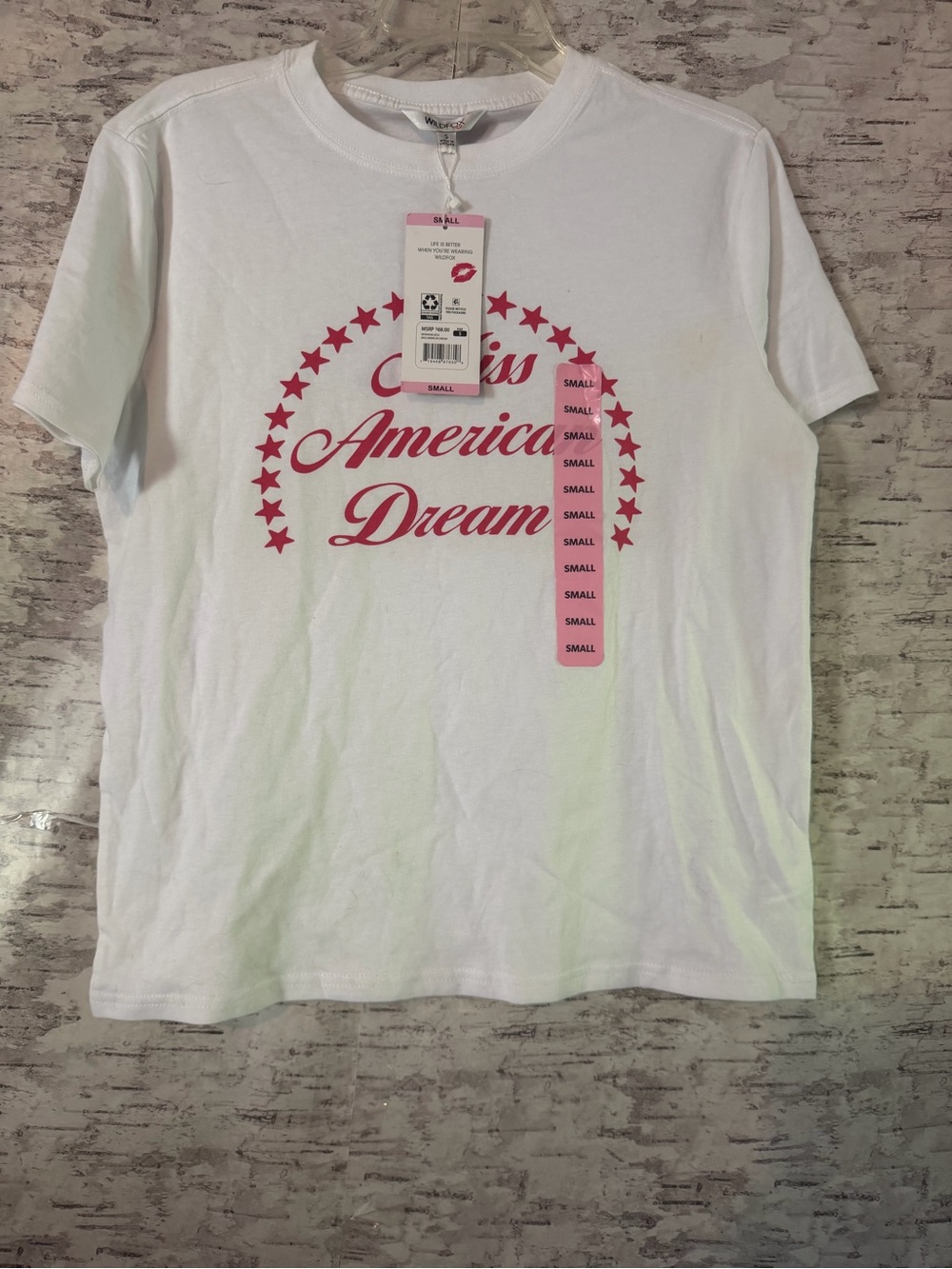 NWT Wildfox White Graphic Tee with Pink 'Miss America Dream' Graphic